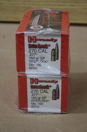 200 Pieces Hornady Interlock 270 Caliber Bullets for Reloading