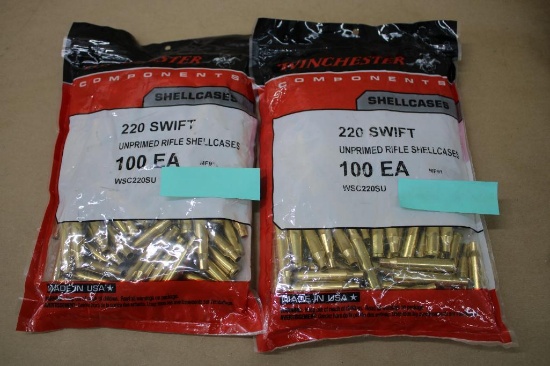 200 Pieces Winchester 220 Swift Unprimed Brass Shellcasings