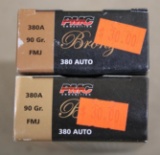 100 Rounds PMC Bronze 380 Auto FMJ Ammunition