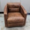 Leather Swivel Barrel Chair