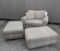 Striped Upholstery Oversized Chair with 2 Ottomans