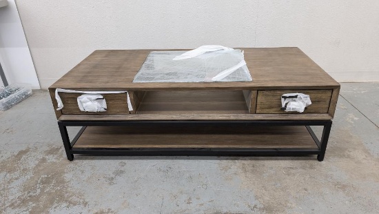 Glass Insert Coffee Table with Drawers
