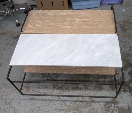 Wood and Stone Articulating Coffee Table
