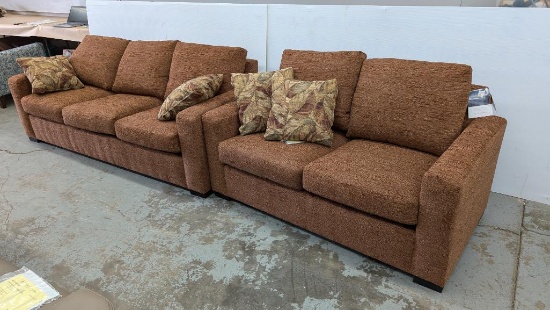 Burnt Orange Sofa and Recliner Set