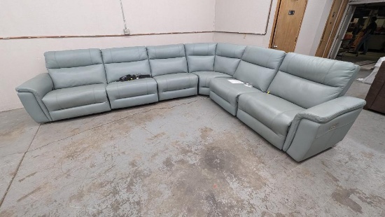 Robins Egg Leather Sofa