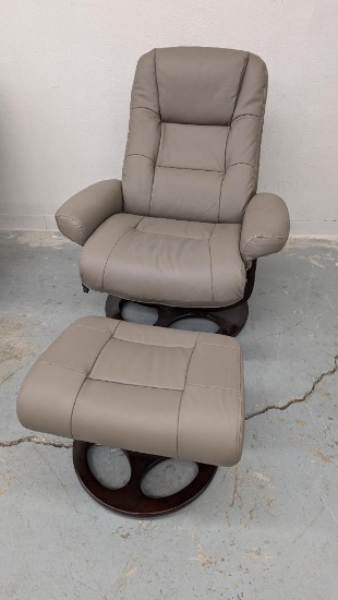 Barcalounger Tan Leather Chair and Ottoman