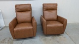 Elra Leather Swivel Power Recliner Pair