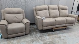 Tan Leather Power Sofa and Recliner