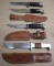 Four Fixed Blade Hunting Knives with Three Sheaths