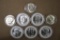 8 Ungraded Kennedy Half Dollars in Protective Cases and 10 Others