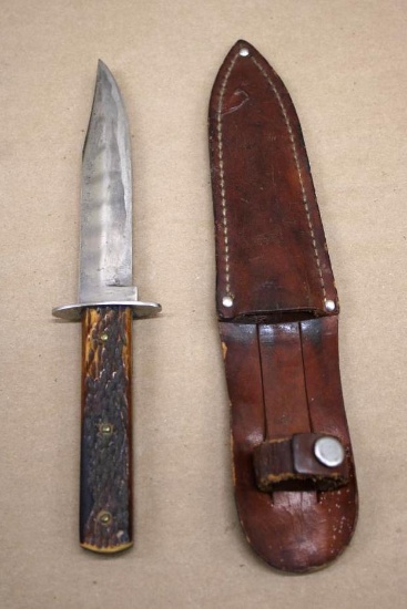 Kinfolk Bone Handle Hunting Knife in Leather Sheath