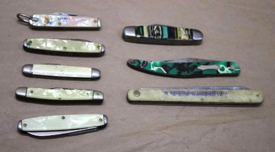 Eight Mixed Folding Knives