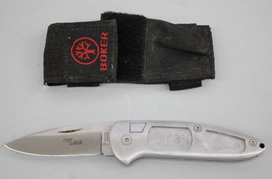 Boker Top-Lock Stainless Steel Folding Knife with Sheath