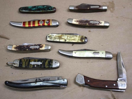 10 Mixed Folding Knives including Several Schrade Knives