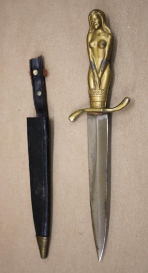 1950s Korium Maiden Handle Dagger-Style Knife with Sheath
