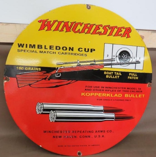 Porcelain and Steel Winchester Wimbledon Cup Model 54 Advertising sign