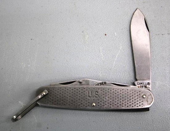 US Military Stainless Handle Camillus Folding Knife