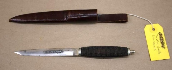 Early 1900s PAL, Utica Knife-Razor Co. Thistle Handle Kraus 3 Fixed Blade in Sheath