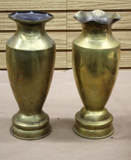 Vietnam Era Trench Art Vases Formed from Large Shells