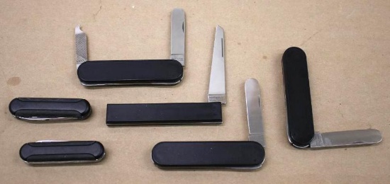 Six Black Handle Richartz-Solingen Folding Knives