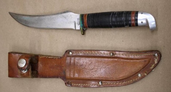 Excellent Western L39 Three-Line Marked Hunting Knife and Sheath