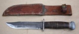 PAL RH-36 Darkened Steel Blade Fight Knife with Smooth Leather Sheath