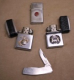 Three Zippo Lighters and Tiny Schrade Folding Knife