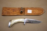 Custom Hand-Made Hunting Knife with Leather Sheath