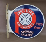 Peters Cartridges Shooting Gallery Porcelain Flanged Advertising Sign