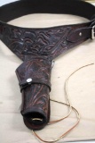 Beautiful Tooled Leather Ammo Belt and Holster