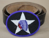 Beautiful Hand-Beaded Belt Buckle and Leather Belt