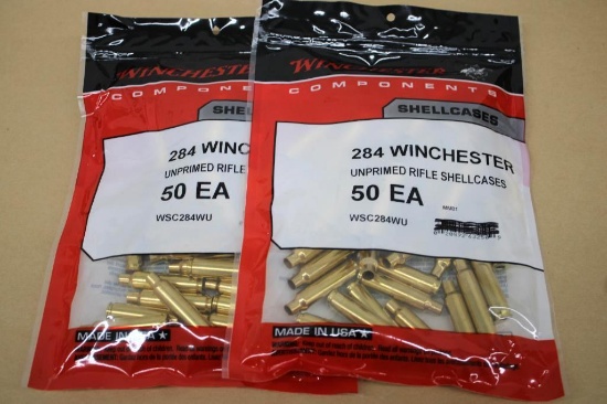 Two Packs of 50 Winchester 284 Win New Brass
