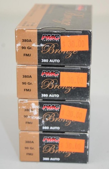 200 Rounds PMC Bronze 380 Auto 90 Grain FMJ Ammunition