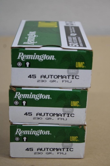 150 Rounds Remington UMC 45 Auto Ammunition