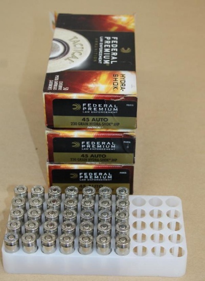 135 Rounds Federal Premium 45 Auto Ammunition