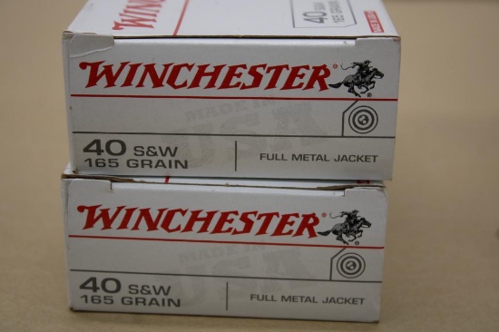 100 Rounds Winchester 40 S&W 165 grain FMJ Ammunition