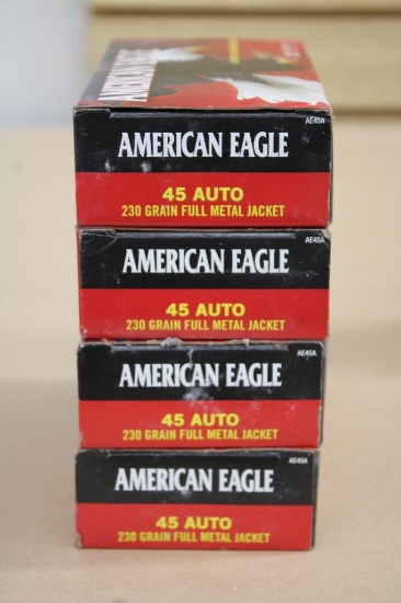 200 Rounds American Eagle 45 Auto Pistol Ammunition