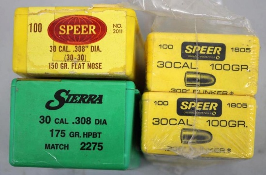 Mixed 30 Caliber Bullets for Reloading