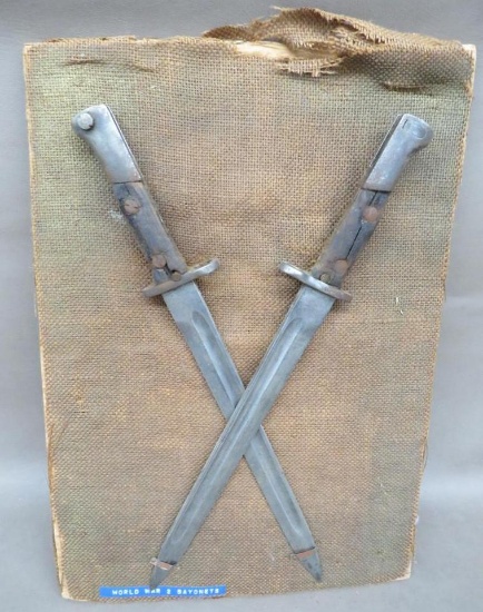 Two WWII German K-98 Mauser Bayonets in Display