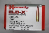 Box of 100 Hornady Eld-X 30 Caliber Bullets for Reloading