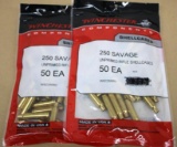 Two Packs of 50 Winchester 250 Savage New Brass