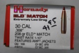 Box of 100 Hornady Eld-X 30 Caliber Bullets for Reloading