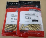 Two Packs of 50 Winchester 250 Savage New Brass