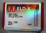 Box of 100 Hornady Eld-X 30 Caliber Bullets for Reloading
