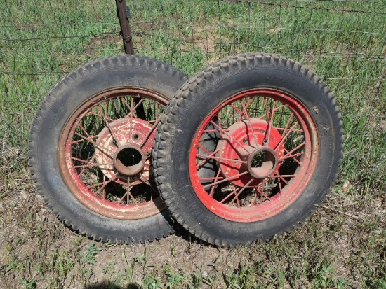 Two Antique Wheels & Tires