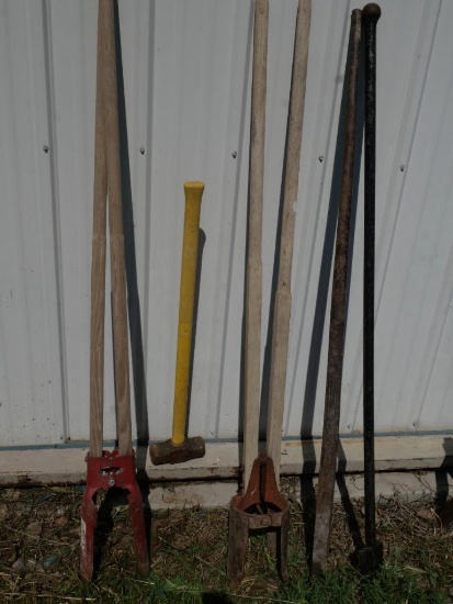 Sledge Hammer, Pry Bars & Two Post Hole Diggers