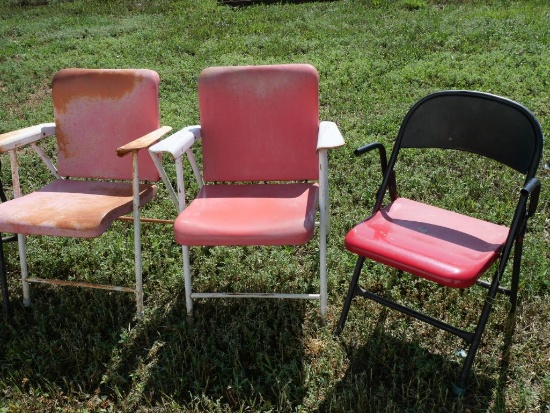 Four Vintage Metal Folding Chairs
