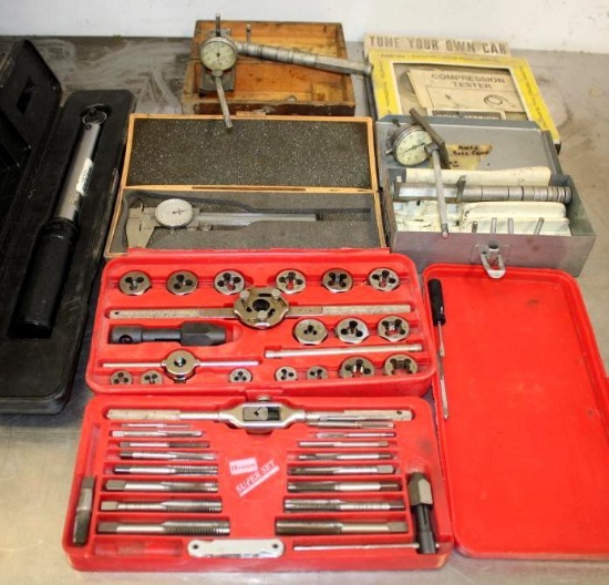 Torque Wrench, Micrometer, Taps and Dies, Cylinder Gauges, and More Tools