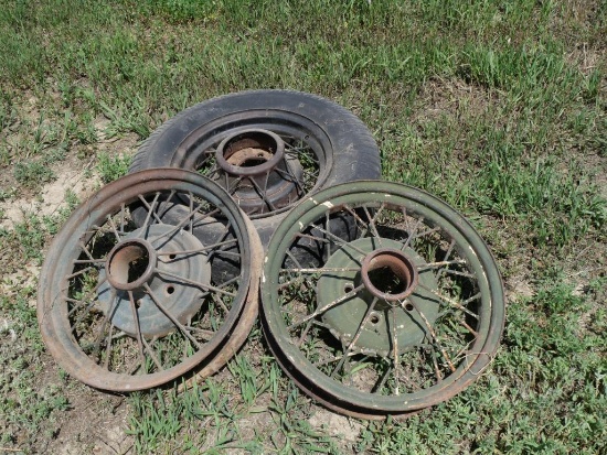 Three Model A Wheels