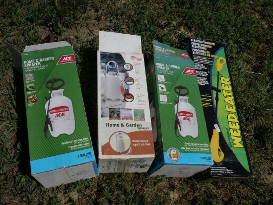 Electric Weed Eater & 3 Home & Garden Sprayers